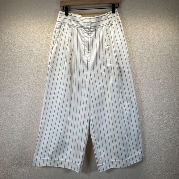 Tibi Bianca Crop Pant Ivory Multi Womens Size 6 High Waist Wide Leg Preppy - Picture 16 of 16